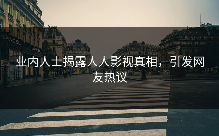 业内人士揭露人人影视真相，引发网友热议