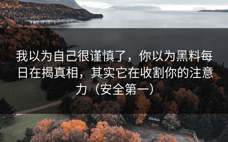我以为自己很谨慎了，你以为黑料每日在揭真相，其实它在收割你的注意力（安全第一）
